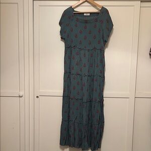 NATURAL LIFE Teal and Red Floral Maxi Dress